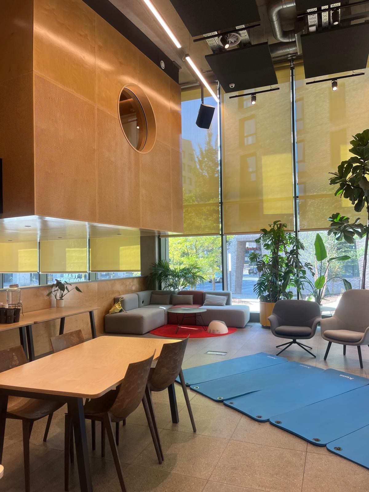 The lounge and breakout area at Plus X Innovation